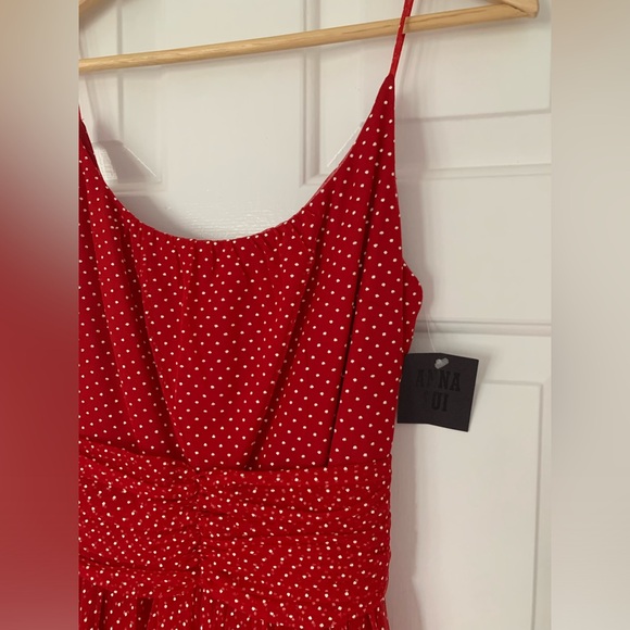 NWT Anna Sui Polka Dot red dress spaghetti strap size 8 medium small 6 - Picture 4 of 14
